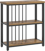Load image into Gallery viewer, FOLUBAN 3 Tier Bookshelf, Industrial Wood and Metal Bookcase, Small Book Shelf for Home Office Bedroom Living Room, Rustic Brown
