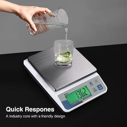 Polit Digital Kitchen Scale KT-66 30lb/13kg｜0.05oz/1g Precision Food Scale with LCD Display｜Battery or Plug-in｜Stainless Steel Top｜Grams, Ounces, Pounds｜5 Units for Baking, Farming & Shipping Scale