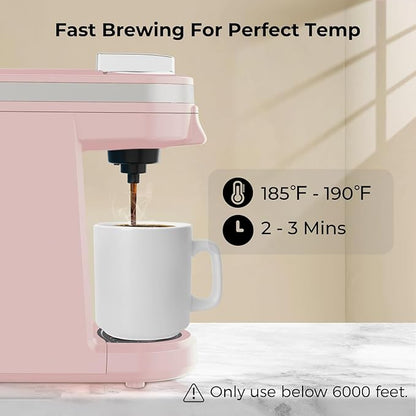 CHULUX Mini Coffee Maker for K Capsule, Single Serve Coffee Maker for One Cup Americano, Lightweight Pod Coffee Machine, Dusty Rose