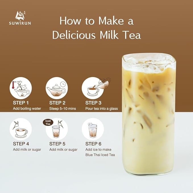 Suwirun Organic Assam Thai Black Tea 25 Bags – Bold, Smooth & Aromatic – Premium Quality, No Additives – Perfect for Hot, Iced & Thai Milk Tea