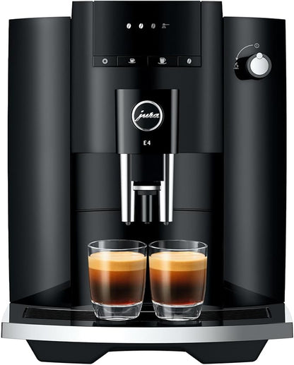 Jura E4 Automatic Coffee Machine (Piano Black) with CLEARYL Smart+ Water Filtration, 6 Cleaning Tablets and East Coast Blend Whole Bean Coffee (4 Items)