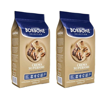 Caffe Borbone, Whole Bean Coffee Blend, Crema Superiore, Medium Roast, Roasted and Freshly Packaged in Italy, 2.2 Pound Bag (Pack of 2)