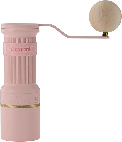 Cocinare ESSENCE GO B38 Ultra Manual Coffee Grinder – with Carrying Case Hand Grinder Capacity 30g, GhostEdge Ultra Burr & 80 Grind Settings, Perfect for Pour-over, Espresso, Cold Brew (Pink)