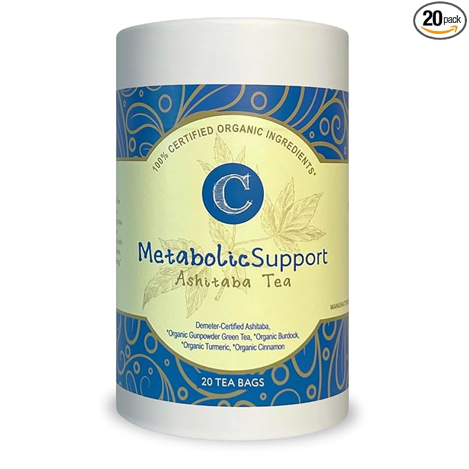 Dr. Cowan’s Garden Organic Ashitaba Green Tea - 20 Teabags - Metabolic Support Herbal Tea Bags with Turmeric Powder, Calming Digestive Support for Health & Well-Being, Ashitaba Herbs Grown in the USA