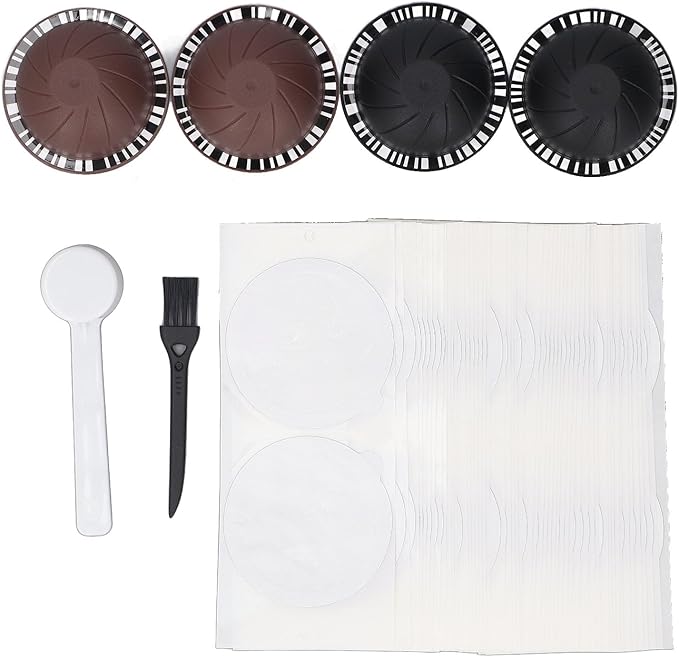 Reusable Coffee Capsule Refillable Coffee Pod Kit with 100PCS Aluminum Foil Lids and 4 Capsules for Machines