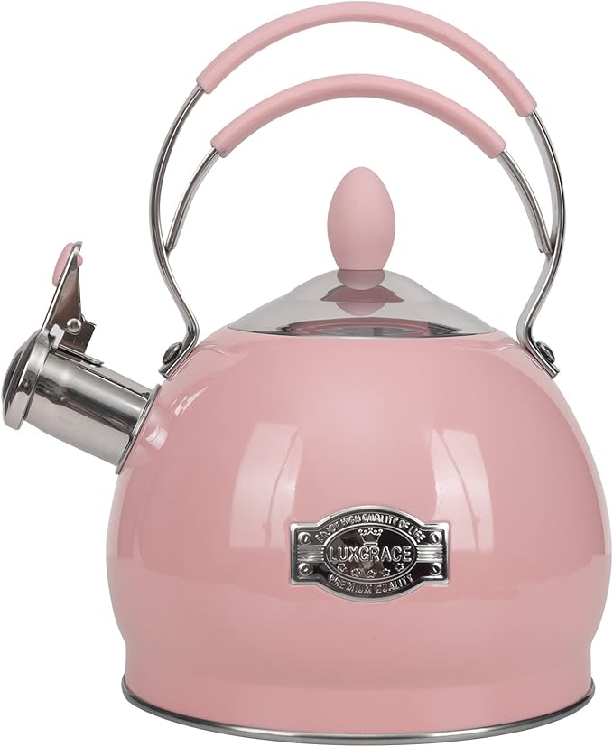 Whistling Tea Kettle Stainless Steel Teapot, Teakettle for Stovetop Induction Stove Top, Fast Boiling Heat Water Tea Pot 2.6 Quart