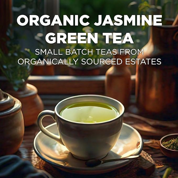 Maud's Organic Jasmine Green Tea Pods, 24 ct, Recyclable Single Serve Tea Pods – 100% Gourmet Blended Tea Leaves, Compatible with Keurig K Cups Maker