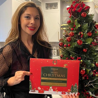 VAHDAM, Merry Christmas Tea Gift Set (9 Individually Wrapped Tea Bags) Limited Edition -Gluten Free, Non GMO | Christmas 2025 Gift Ideas | Christmas Gifts For Women 2025 & Christmas Gifts For Men 2025