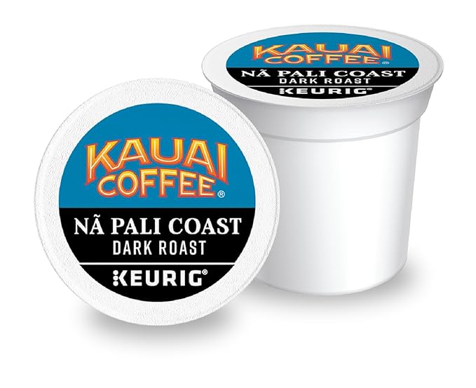 Kauai Coffee K-Cup Pods for Keurig Brewers – Arabica Coffee, 10% Hawaiian – Dark Roast, Nutty with Sweet Chocolate Overtones – Na Pali Coast, 1 Pack of 48 Single Serve K-Cups