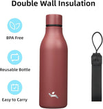 Load image into Gallery viewer, Insulated Water Bottle with Strap,18 oz Double Wall Stainless Steel Vacuum Bottles Metal Water Flask,Brick Red