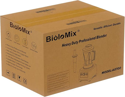 BioloMix Heavy Duty Professional Blender, Peak 2200W Commercial Grade Bar Blender With 70Oz Container For Shakes, Smoothies, Ice Crushing, Frozen Fruits, Soups, Dry Grinding (Red)