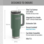 Load image into Gallery viewer, THERMOS Stainless Steel Cup Holder Mug - 40 Ounce, Alpine Green - Insulated Tumbler with Lid and Straw, Plus Leak-Resistant Slide Lock