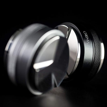 Crema Coffee Products 51mm Hand Tamper & Coffee Distributor|Compatible with Delonghi Dedica & La Specialista Portafilter|Double-Sided, Adjustable Depth Tool|Made with Durable 304 Stainless Steel|Black