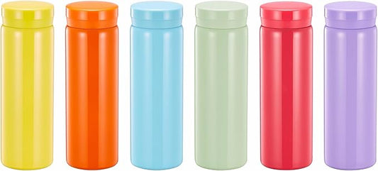 10oz Mini Water Bottle Stainless Steel Thermos Small Flask - Insulated Vacuum, Leak Proof, Keeps Drinks Hot/Cold - Ideal for Coffee, Tea, Water-6PC