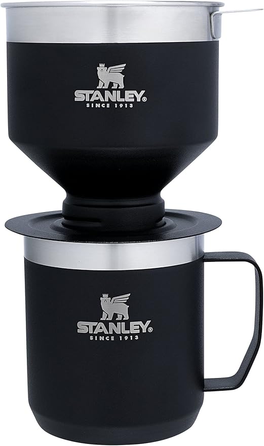 Stanley Perfect Brew Pour Over Set | 12 oz Camp Mug with Lid Included | Drip Coffee Maker with Reusable Filter | Insulated Stainless Steel | BPA-Free | Matte Black
