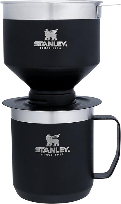 Stanley Perfect Brew Pour Over Set | 12 oz Camp Mug with Lid Included | Drip Coffee Maker with Reusable Filter | Insulated Stainless Steel | BPA-Free | Matte Black
