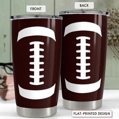 SANDJEST Football Tumbler Cup 20oz Stainless Steel Insulated Travel Mug Tumblers Cup Football Gifts for Coaches Women Men Gifts for Birthday Christmas