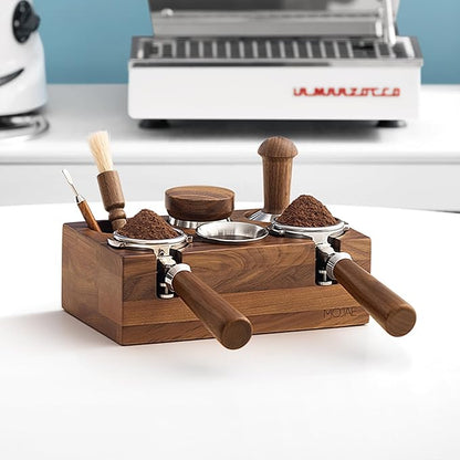 MOJAE Espresso Tamping Station, Walnut Espresso Station, Espresso Organizer Box Fit for 51-54mm Espresso Accessories