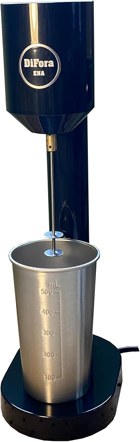 New DiFora ENA Drink Mixer, Milkfrother, Milkshake Maker, 100W., 120V., Two Speeds, Large Stainless Steel Cup, Black