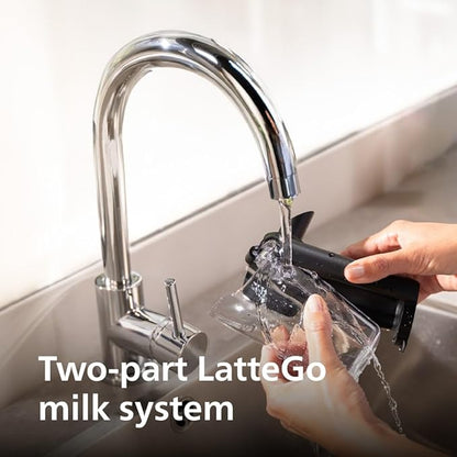 PHILIPS 5500 Series Fully Automatic Espresso Machine - LatteGo Milk System, Integrated Grinder, 20 Hot & Iced Coffee Pre-Sets, Quick Start, SilentBrew, 15-Bar Pressure, Black Chrome (EP5544/94)