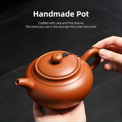 Chinese Clay Teapot, Yixing Xishi Zisha Tea Pot, Handmade Pottery Purple Sand Mud Kungfu Tea Set Kettle,14oz Zhuni