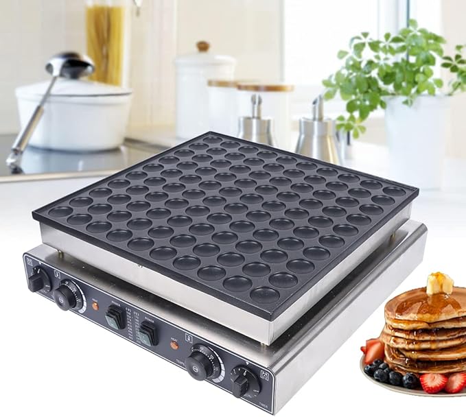 100PCS Mini Dutch Pancake Baker, Electric Waffle Maker Machine Nonstick, Poffertjes Maker Dorayaki Baker 1.8 Inches for Home and Restaurants, 110V, 3400W