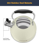 Load image into Gallery viewer, Tea Kettle, 2 Quart Stainless Steel Whistling Tea Kettle, Stovetop Whistling Teakettle Tea Pots for Stove Top with Ergonomic Folding Handle, Small Teapot, Water boiler for Tea, Coffee (White)