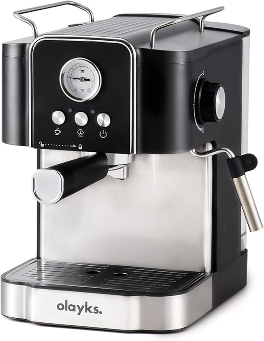 Professional 20-Bar Espresso Coffee Maker, Semi-Automatic with Steam Wand Milk Frother, All-in-One Machine with 1.8L Removable Tank for Latte Cappuccino, Easy Clean