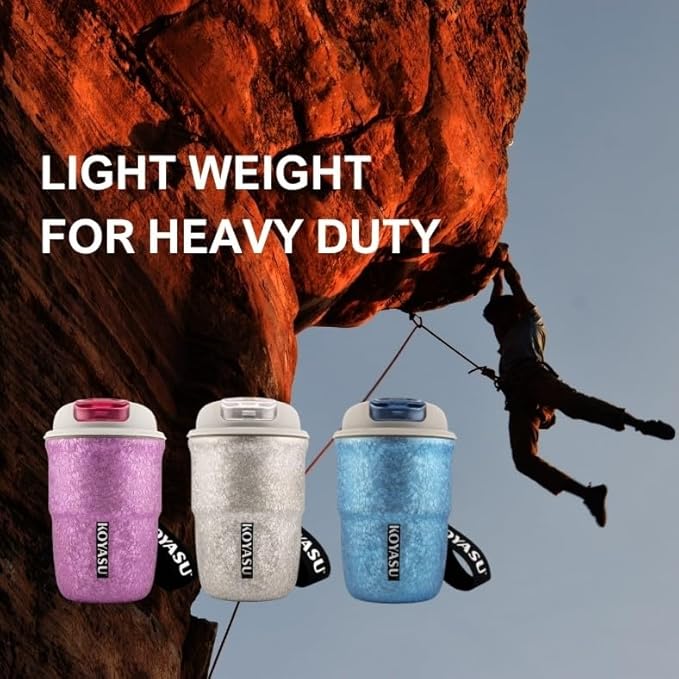 12 oz Titanium Liner Travel Mug with Lid, Double-Wall Vacuum Insulation, Wide Mouth, Leak-Proof, Chemical-Free & Healthy, men and women hot & cold drinks, for Indoor & Outdoor Use (Gray)