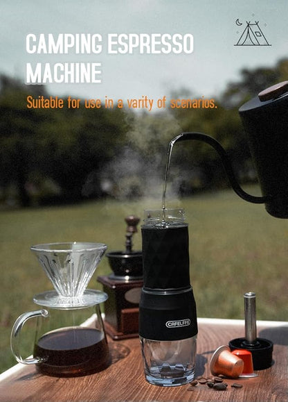 Portable Coffee Maker,3 in 1 Manual Espresso Machine,Compatible with Nes Original Capsule, DG Pods & Ground Coffee,Suitable for Hiking,Fishing,Camping,Backpacking or Gift for beginner