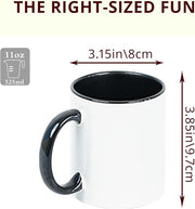 11oz White Ceramic Sublimation Coffee Mug With Solid Colors Inside and Handle, (6, Black)