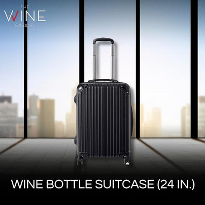 Wine Bottle Suitcase | Holds 10 Standard 750 ML Size Bottles | Universal Airplane Luggage Case, TSA Approved Wheeled Bag For Professionals and Consumers, Gift For Wine Lovers & Connoisseurs (24 IN)