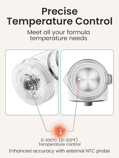 GROWNSY Baby Instant Warmer, Glass Water Boiler with Accurate Temperature Control for Formula, Coffee and Tea, 1.3 Liter Electric Kettle with LCD Display and Timer