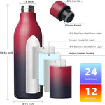 Load image into Gallery viewer, BJPKPK Insulated Water Bottles, 25 oz Stainless Steel Metal Water Bottle with Strap, BPA Free Leak Proof Jugs, Mugs, Flasks, Reusable Thermal Flasks for Sports &amp; Travel,Charming Red