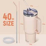 Load image into Gallery viewer, 40 oz Tumbler with Handle and Straw Lid,Insulated Reusable Stainless Steel Water Bottle Travel Mug，Cupholder Friendly Double Wall Vacuum Sealed Cup (Rose Quartz)