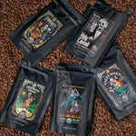 Load image into Gallery viewer, Bones Coffee Company Favorite Flavors Sample Pack Box Set with Specialty Coffee Mug, 5 Assorted Single-Origin Low Acid Medium Roast Arabica Beans Flavored Coffee Gifts, 4 oz Pack of 5 Whole Bean