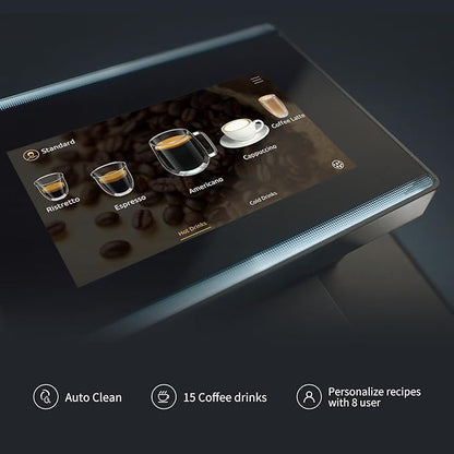 C11L Fully Automatic Espresso Machine – 15 Hot & Cold Coffees, Auto Clean Latte Go Milk System, Silent Brew, Quick Start, Ceramic Grinder （Black）