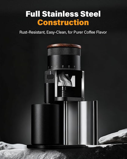 SHARDOR All-Metal Single-Dose Coffee Grinder – Quiet DC Motor, Home-use Espresso Grinder, Burr Coffee Grinder, with 80 Settings and an LED Power Display，Black