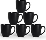 Load image into Gallery viewer, 16 OZ Black Stoneware Mugs Set of 6, Large Ceramic Coffee Cups with Handle, Porcelain Mugs for Latte, Milk, Tea and Juice