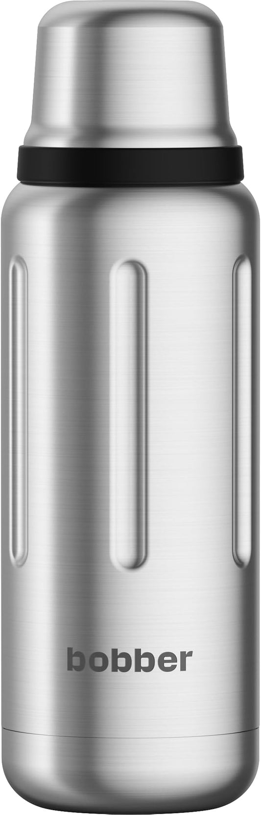 BOBBER 26 oz Stainless Steel Travel Thermos for Hot Drinks – Dishwasher Safe Metal Water Bottle with Cup Lid for Men, Hiking, Travel – Keeps Hot for 36 Hours – BPA-Free, Vacuum Insulated (Matte)