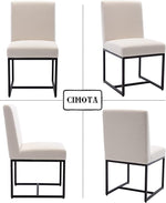 Load image into Gallery viewer, CIMOTA Modern Linen Dining Chair Set of 2, Mid Century Dining Room Chairs Fabric Upholstered Armless Side Chair with Black Sled Base for Dining Room, White Cream 2PCS