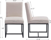 CIMOTA Modern Linen Dining Chair Set of 2, Mid Century Dining Room Chairs Fabric Upholstered Armless Side Chair with Black Sled Base for Dining Room, White Cream 2PCS