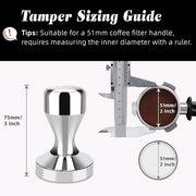 Huogary Stainless steel Coffee Tamper, 51mm Espresso Tamper, 51mm Tamper with Stainless Steel Handle, Coffee Powder Espresso Accessories (Silver) (Silver)
