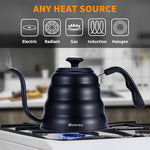 Load image into Gallery viewer, Pour Over Coffee Kettle with Thermometer for Exact Temperature 40 fl oz - Premium Stainless Steel Gooseneck Tea Kettle for Drip Coffee, French Press and Tea (Black)