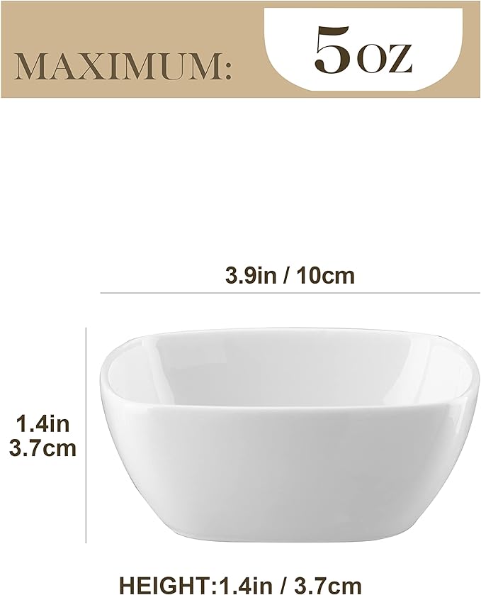 MALACASA 5 oz Porcelain Dip Bowls Set, 12 Pack Small Ramekins, Dipping Sauce Dishes, Stackable Tiny Ramekins for Pudding, Souffle, Brulee, Dessert, Snack, Charcuterie Boards accessories, Oven Safe