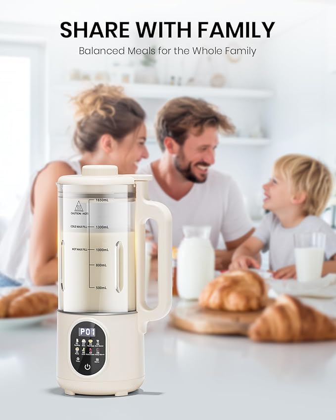 55oz Newly Nut Milk Maker Machine for Almond(Extra Large), Oat Milk,Juice, Soy Milk Maker for Auto Clean, Delay Start, Boil Water, Keep Warm, White,(5-6 Cups)