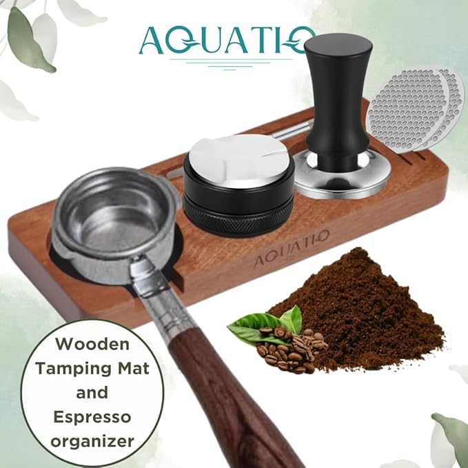 51-58 mm Compact Espresso Tamping Mat - Wooden Coffee Tamping Station - Espresso Accessories for Baristas