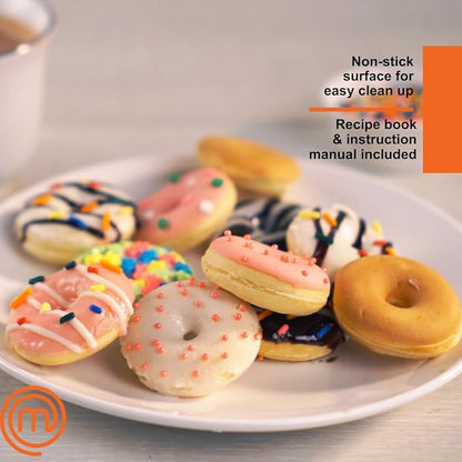 MasterChef 3-in-1 Mini Holiday Breakfast Maker- Make Eggs Pancakes Donuts Waffles & More in 1 Easy to Use Appliance! 3 Removable NonStick Cooking Plates for Quick Cleaning Storing- Compact Cooker Gift