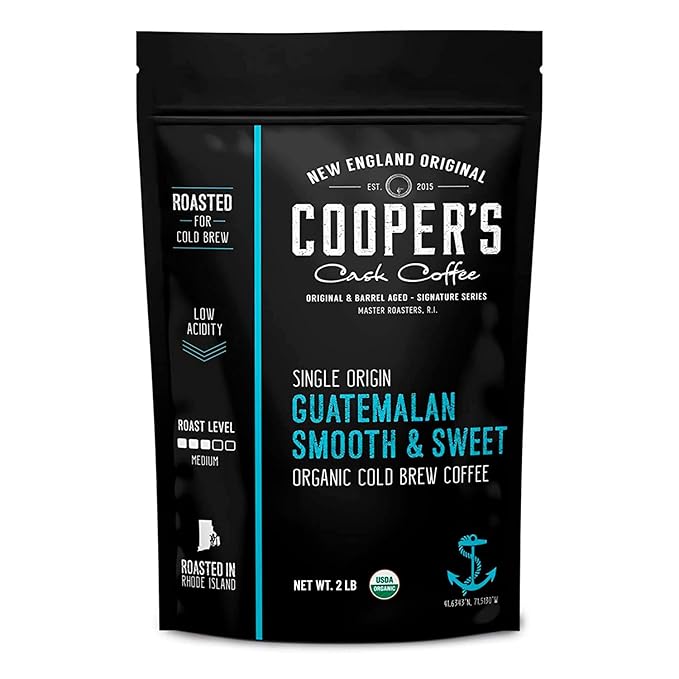 Guatemala Organic Cold Brew Coffee, Single Origin & Gourmet Beans, Tasting Notes of Milk Chocolate, Creamy Caramel & A Hint of Orange, Medium Roast Whole Bean, 2 lb Coffee Bag
