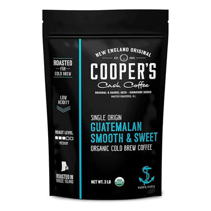 Guatemala Organic Cold Brew Coffee, Single Origin & Gourmet Beans, Tasting Notes of Milk Chocolate, Creamy Caramel & A Hint of Orange, Medium Roast Whole Bean, 2 lb Coffee Bag